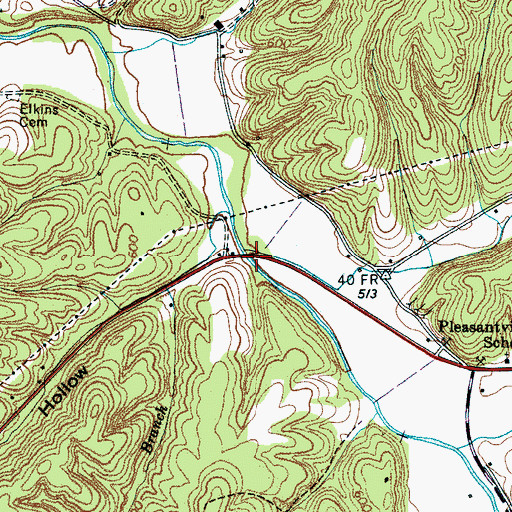 Topographic Map of Cave Branch, TN