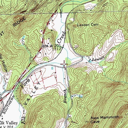 Topographic Map of Cave Branch, TN