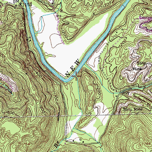 Topographic Map of Cave Branch, TN