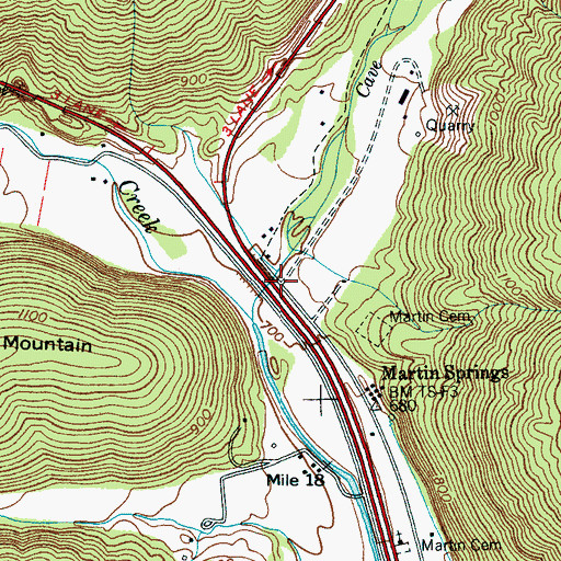 Topographic Map of Cave Cove, TN
