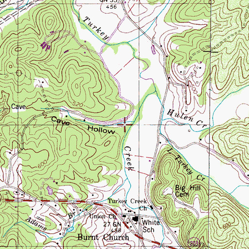 Topographic Map of Cave Hollow, TN