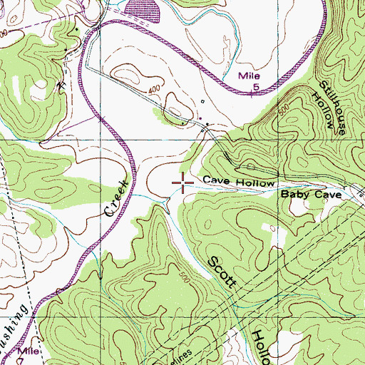 Topographic Map of Cave Hollow, TN