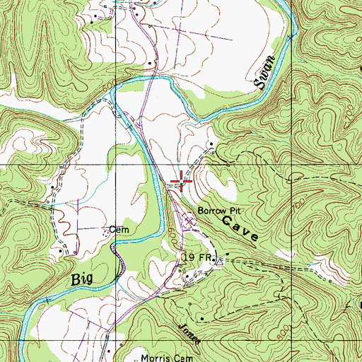 Topographic Map of Cave Hollow, TN