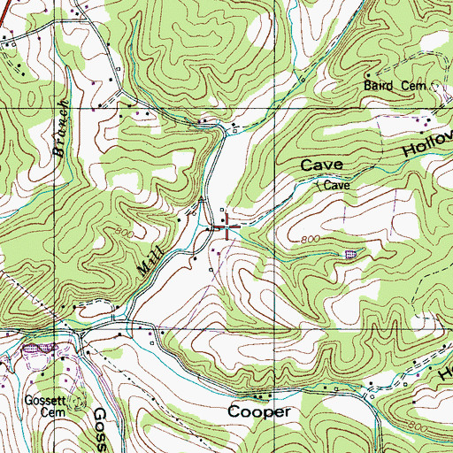 Topographic Map of Cave Hollow, TN