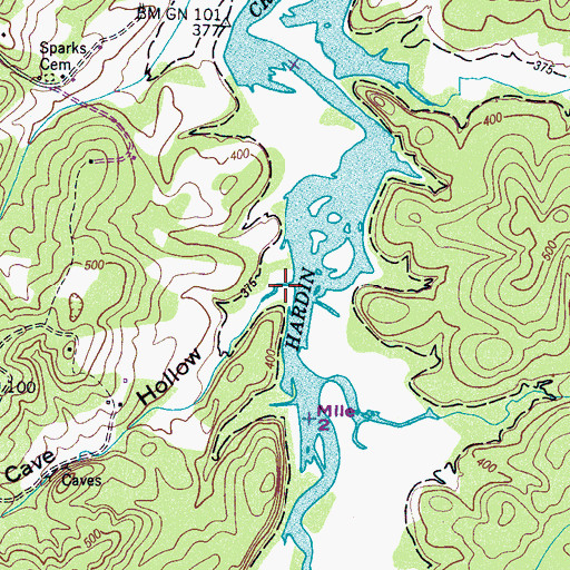 Topographic Map of Cave Hollow, TN