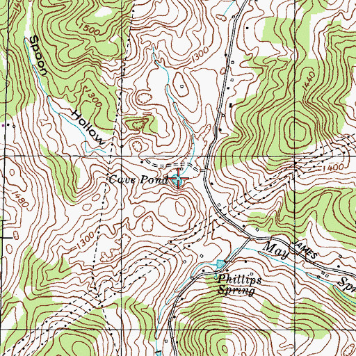 Topographic Map of Cave Pond, TN