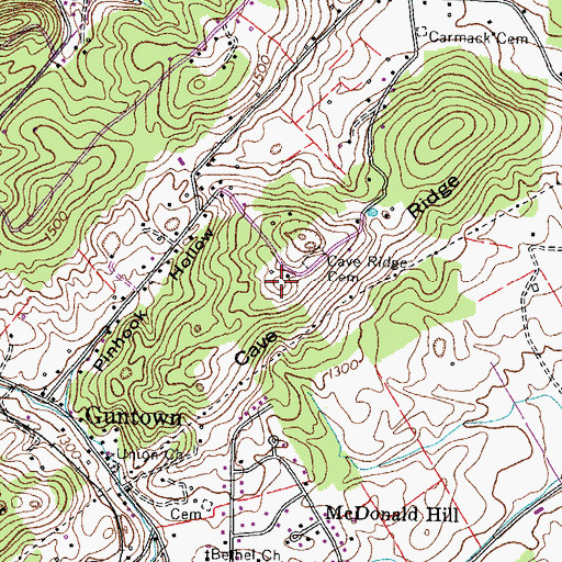 Topographic Map of Cave Ridge, TN