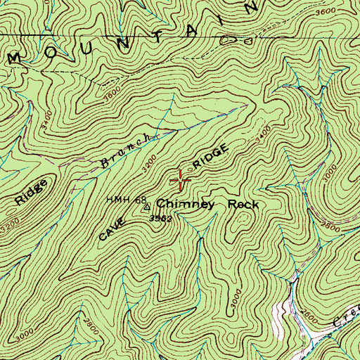 Topographic Map of Cave Ridge, TN