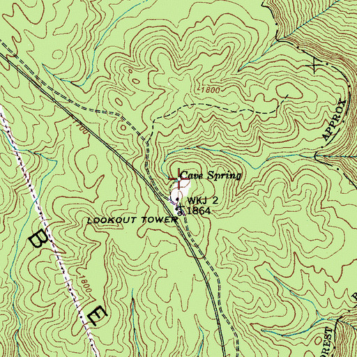 Topographic Map of Cave Spring, TN