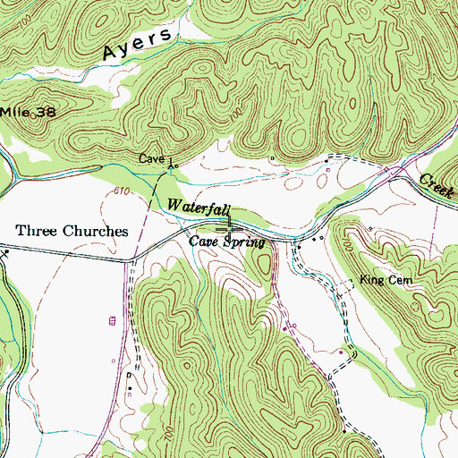 Topographic Map of Cave Spring, TN