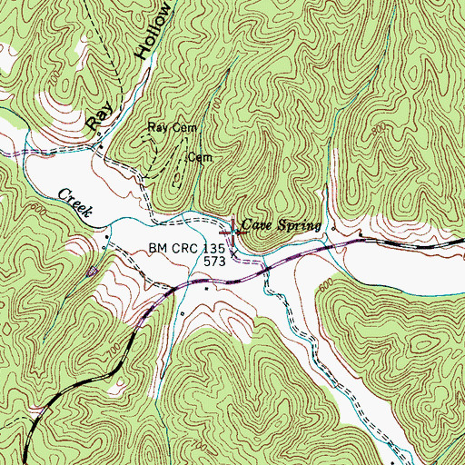 Topographic Map of Cave Spring, TN