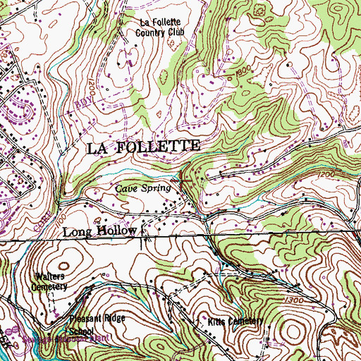 Topographic Map of Cave Spring, TN