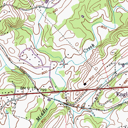 Topographic Map of Cave Spring Branch, TN
