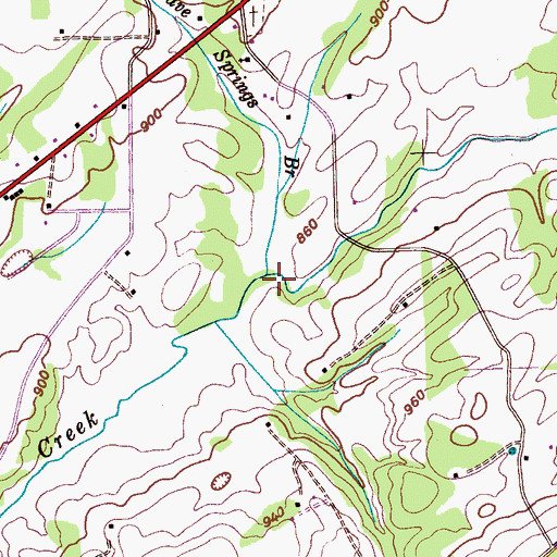 Topographic Map of Cave Spring Branch, TN