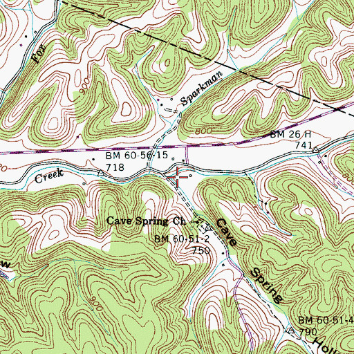 Topographic Map of Cave Spring Hollow, TN