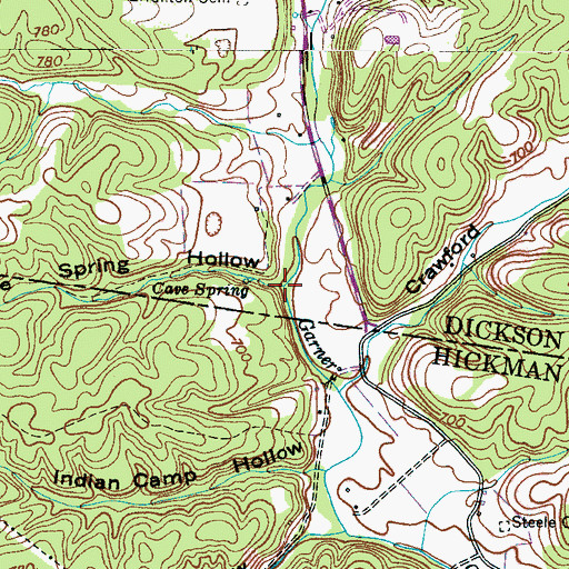 Topographic Map of Cave Spring Hollow, TN
