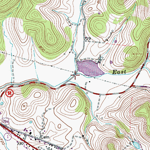 Topographic Map of Cavender Branch, TN