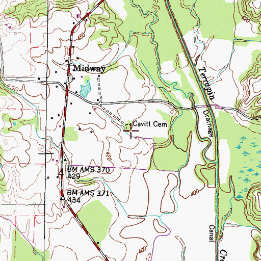 Topographic Map of Cavitt Cemetery, TN