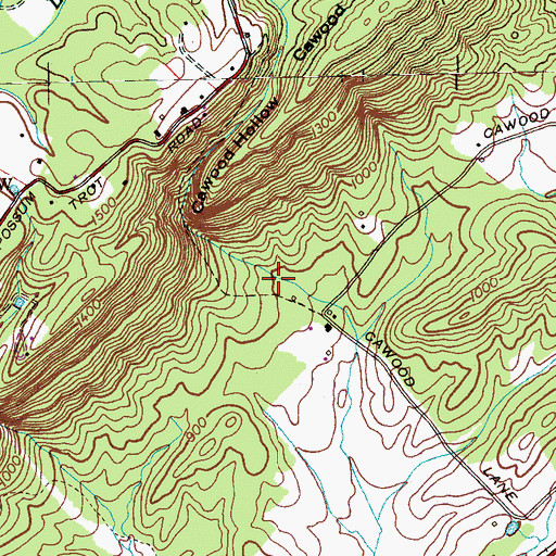Topographic Map of Cawood Hollow, TN
