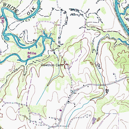 Topographic Map of Cawthon Cemetery, TN