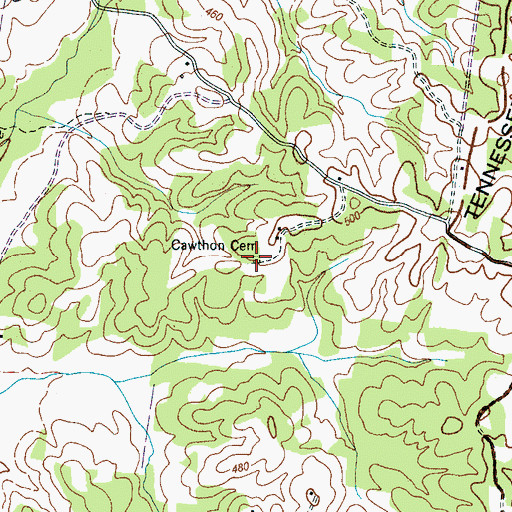 Topographic Map of Cawthon Cemetery, TN