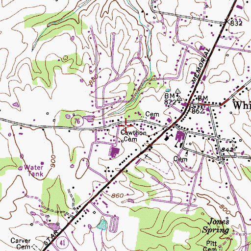 Topographic Map of Cawthon Cemetery, TN
