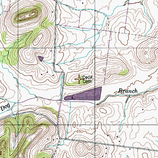 Topographic Map of Cecil Cemetery, TN