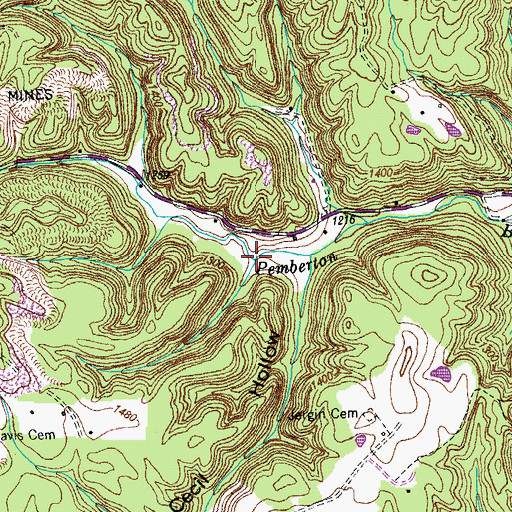 Topographic Map of Cecil Hollow, TN