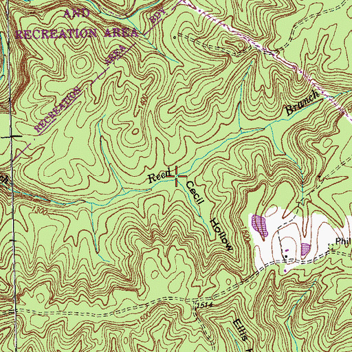 Topographic Map of Cecil Hollow, TN