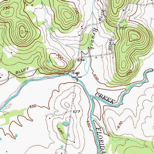 Topographic Map of Cedar Branch, TN