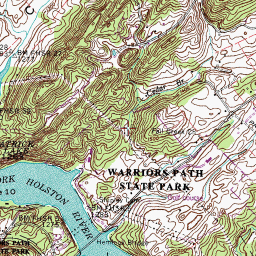 Topographic Map of Cedar Branch, TN