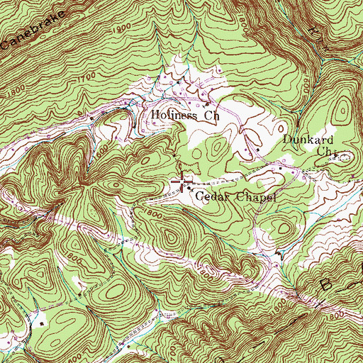 Topographic Map of Cedar Chapel, TN