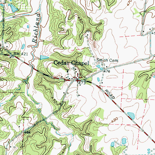 Topographic Map of Cedar Chapel, TN