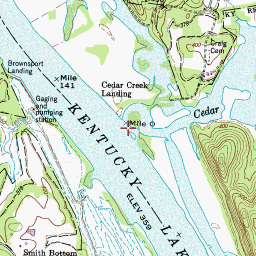 Topographic Map of Cedar Creek, TN