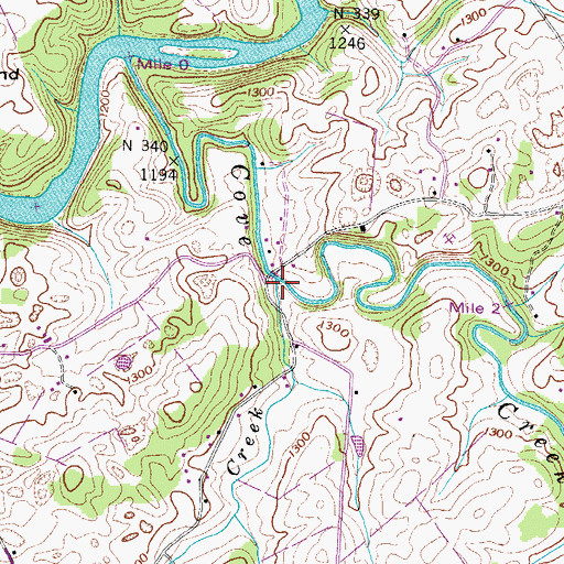 Topographic Map of Cedar Creek, TN