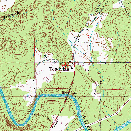 Topographic Map of Toadvine Church, AL