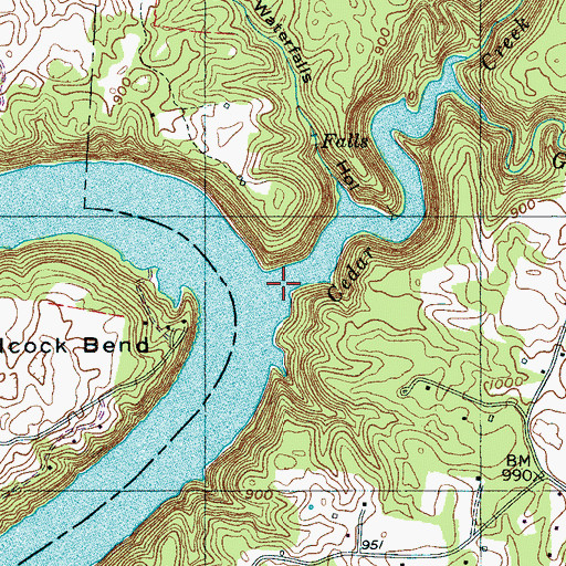 Topographic Map of Cedar Creek, TN