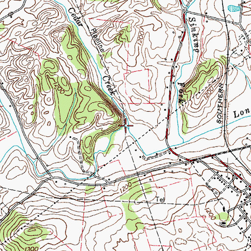 Topographic Map of Cedar Creek, TN