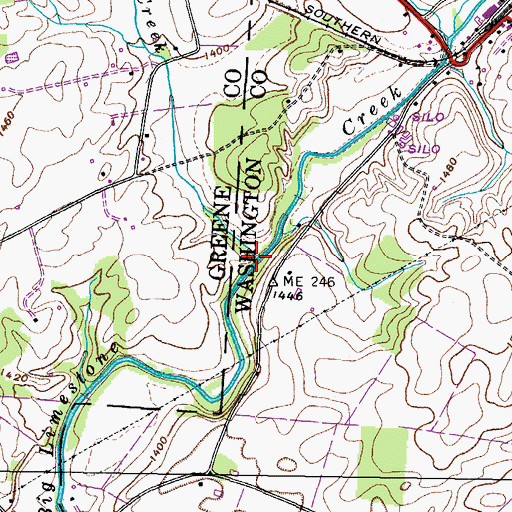 Topographic Map of Cedar Creek, TN
