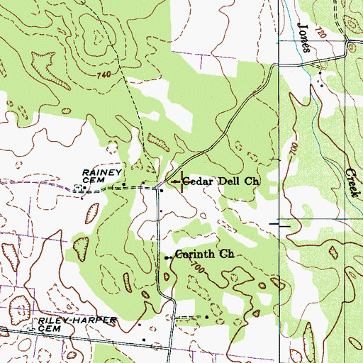 Topographic Map of Cedar Dell Church, TN
