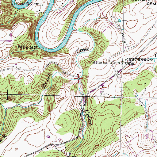 Topographic Map of Cedar Fork Creek, TN