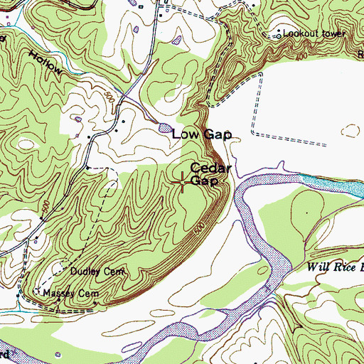 Topographic Map of Cedar Gap, TN