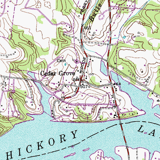 Topographic Map of Cedar Grove, TN