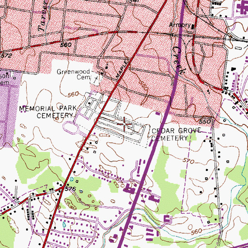 Topographic Map of Cedar Grove Cemetery, TN