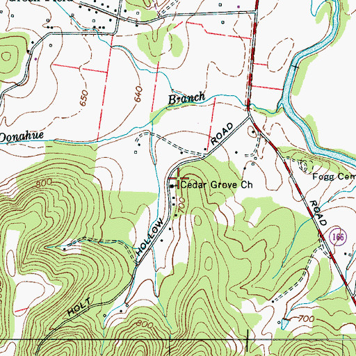 Topographic Map of Cedar Grove Church, TN