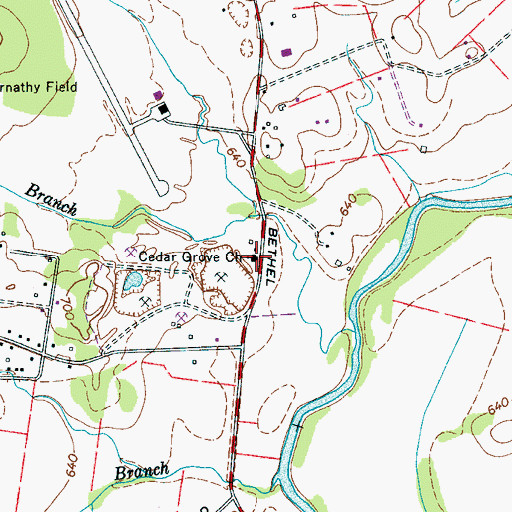 Topographic Map of Cedar Grove Church, TN