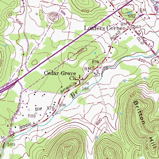 Topographic Map of Cedar Grove Church, TN
