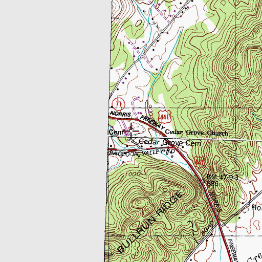 Topographic Map of Cedar Grove Church, TN