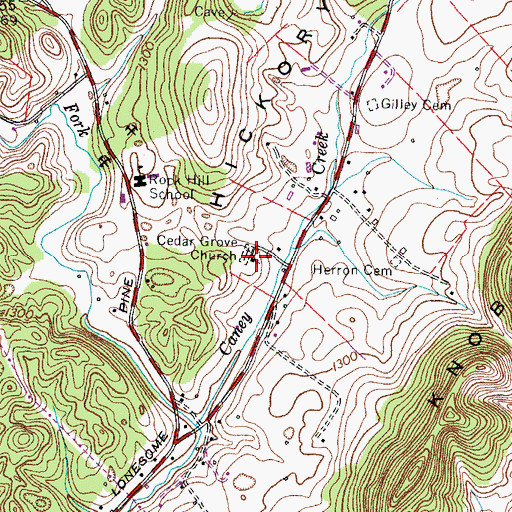 Topographic Map of Cedar Grove Church, TN