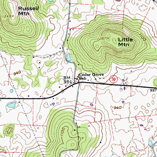 Topographic Map of Cedar Grove School, TN